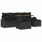Preview: 6-teiliges Garten Essset mit Kissen Schwarz Poly-Rattan Akazie