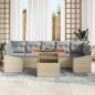 Preview: 8-teiliges Garten Essset mit Kissen Beige Poly Rattan Akazie