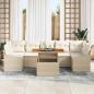 Preview: 8-teiliges Garten Esszimmer Set mit Kissen Beige Poly Rattan Akazie