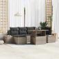 Preview: ARDEBO.de - 7-teiliges Garten Esszimmer Set mit Kissen Grau Poly Rattan Akazie