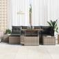 Preview: 7-teiliges Garten Esszimmer Set mit Kissen Grau Poly Rattan Akazie