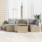 Preview: 7-teiliges Garten Esszimmer Set mit Kissen Beige Poly Rattan Akazie