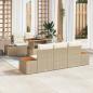 Preview: ARDEBO.de - 6-teilige Garten Essgruppe mit Kissen Beige Poly Rattan Akazie