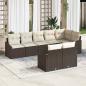 Preview: ARDEBO.de - 8-teiliges Garten-Essensemble mit Kissen Braun Poly Rattan