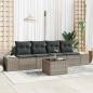 Preview: ARDEBO.de - 5-teiliges Garten Sofa Set mit Kissen Grau Poly-Rattan