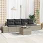 Preview: ARDEBO.de - 5-teiliges Garten Sofa Set mit Kissen Hellgrau Poly-Rattan
