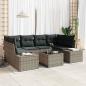 Preview: ARDEBO.de - 7-teiliges Garten-Sofa-Set mit Kissen Grau Poly-Rattan