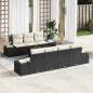 Preview: ARDEBO.de - 8-teiliges Garten-Sofa-Set mit Kissen Schwarz Poly Rattan