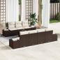 Preview: ARDEBO.de - 8-teiliges Garten Sofa Set mit Kissen Braun Poly Rattan