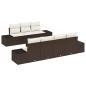 Preview: 8-teiliges Garten Sofa Set mit Kissen Braun Poly Rattan