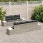 Preview: 8-teiliges Garten Sofa Set mit Kissen Hellgrau Poly Rattan