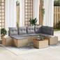 Preview: ARDEBO.de - 7-teiliges Garten Sofa Set mit Kissen Beige Poly Rattan Akazie