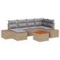 Preview: 7-teiliges Garten Sofa Set mit Kissen Beige Poly Rattan Akazie
