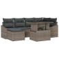 Preview: 7 Teiliges Garten Sofa Set mit Kissen Grau Poly Rattan