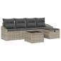Preview: 6-teiliges Garten Sofa Set mit Kissen in Hellgrau aus Poly Rattan
