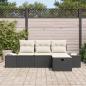 Preview: 4-teiliges Garten Sofa Set mit Kissen Schwarz Poly Rattan