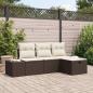 Preview: ARDEBO.de - 4-teiliges Garten Sofa Set mit Kissen in Braun Poly Rattan