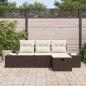 Preview: 4-teiliges Garten Sofa Set mit Kissen in Braun Poly Rattan