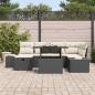 Preview: 7-teiliges Garten Sofa Set mit Kissen Schwarz Poly Rattan