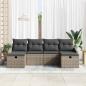 Preview: ARDEBO.de - 6-teiliges Garten-Sofa-Set mit Kissen in Grau aus Poly-Rattan