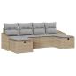 Preview: 6-teiliges Garten Sofa Set mit Kissen Beige Poly Rattan