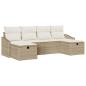 Preview: 6-teiliges Garten-Sofa-Set mit Kissen Beige Poly Rattan