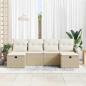 Preview: 6-teiliges Garten-Sofa-Set mit Kissen Beige Poly Rattan