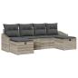 Preview: 6-teiliges Garten-Sofa-Set mit Kissen, hellgrau Poly-Rattan