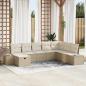 Preview: ARDEBO.de - 8-teiliges Garten-Sofa-Set mit Kissen Beige Poly Rattan
