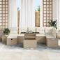 Preview: ARDEBO.de - 8 Teiliges Garten Sofa Set mit Kissen Beige Poly Rattan