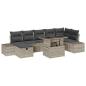 Preview: 8-teiliges Garten-Sofa-Set mit Kissen in Hellgrau Poly-Rattan