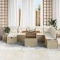 Preview: 9-teiliges Garten-Ess-Set mit Kissen Beige Poly Rattan Akazie