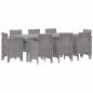 Preview: 9-teilige Garten-Essgruppe mit Kissen in Hellgrau Poly-Rattan