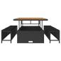Preview: 3-teiliges Garten Esszimmer Set mit Kissen Schwarz Poly Rattan Akazie