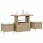 Preview: 3-teiliges Garten Essset mit Kissen Beige Poly Rattan Akazie