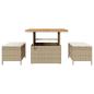Preview: 3-teiliges Garten Essset mit Kissen Beige Poly Rattan Akazie