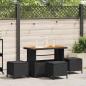 Preview: ARDEBO.de - 4-teiliges Garten Essset mit Kissen Schwarz Poly Rattan Akazie