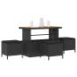 Preview: 4-teiliges Garten Essset mit Kissen Schwarz Poly Rattan Akazie