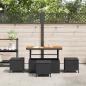 Preview: 4-teiliges Garten Essset mit Kissen Schwarz Poly Rattan Akazie