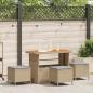 Preview: ARDEBO.de - 4-teilige Garten Essgruppe mit Kissen Beige Poly Rattan Akazie