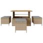 Preview: 4-teilige Garten Essgruppe mit Kissen Beige Poly Rattan Akazie