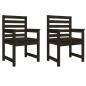 Preview: ARDEBO.de - Gartenstühle 2 Stk. Schwarz 60x48x91 cm Massivholz Kiefer