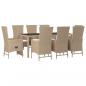 Preview: 9-tlg. Garten-Essgruppe mit Kissen Beige Poly Rattan