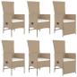 Preview: 7-tlg. Garten-Essgruppe mit Kissen Beige Poly Rattan