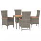 Preview: 5-tlg. Garten-Essgruppe mit Kissen Grau Poly Rattan