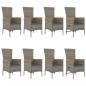 Preview: 9-tlg. Garten-Essgruppe mit Kissen Grau Poly Rattan