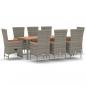 Preview: 9-tlg. Garten-Essgruppe mit Kissen Grau Poly Rattan