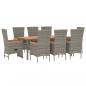 Preview: 9-tlg. Garten-Essgruppe mit Kissen Grau Poly Rattan