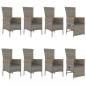 Preview: 9-tlg. Garten-Essgruppe mit Kissen Grau Poly Rattan