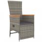 Preview: 9-tlg. Garten-Essgruppe mit Kissen Grau Poly Rattan